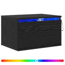 Vægmonteret natbord med skuffe 2 pcs Sort eg 50 x 36 x 30 cm