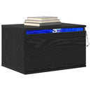 Vægmonteret natbord med skuffe 2 pcs Sort eg 50 x 36 x 30 cm