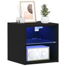 LED Væghylde Bedside Cabinet Vægmonteret Sort 30 x 28,5 x 30 cm