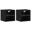 LED Væghylde Bedside Cabinet 2 pcs Sort 30 x 28,5 x 30 cm