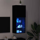 TV-møbelsæt med LED Sort eg 40,5 x 30 x 102 cm Konstrueret træ