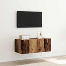 TV vægskab med LED Gammelt træ 80 x 35 x 31 cm Konstrueret træ