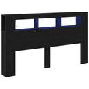 LED sengegavl Sort eg 180 x 18,5 x 103,5 cm Konstrueret træ