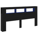 LED sengegavl Sort eg 200 x 18,5 x 103,5 cm Konstrueret træ