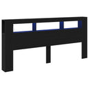 LED sengegavl Sort eg 220 x 18,5 x 103,5 cm Konstrueret træ