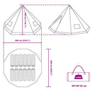 Tipi telt med tag med opbevaring Blå 560 x 560 x 300 cm taft