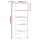 bogreol 80x30x189 cm konstrueret træ sort egetræ