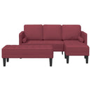 Sofa Sæt 2 stk. Vinrød Polyester