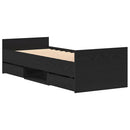 Sengestel med skuffe Sort eg 193 x 78 x 50 cm Konstrueret træ