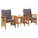 Havesofa Sæt med pude 3 pcs Olie Naturlig Massivt Akacietræ