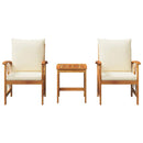 Havesofa Sæt med pude 3 pcs Olie Naturlig Massivt Akacietræ