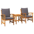 Havesofa Sæt med pude 3 pcs Olie Naturlig Massivt Akacietræ