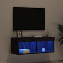 TV-møbelsæt med LED Sort eg 80 x 30 x 30 cm Konstrueret træ