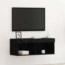 TV-møbelsæt med LED Sort eg 80 x 30 x 30 cm Konstrueret træ