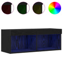 TV-møbelsæt med LED Sort eg 80 x 30 x 30 cm Konstrueret træ