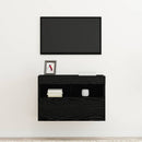 TV vægskab med LED Sort eg 60 x 30 x 40 cm Konstrueret træ