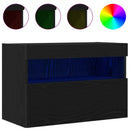 TV vægskab med LED Sort eg 60 x 30 x 40 cm Konstrueret træ