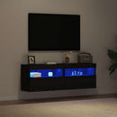 TV vægskab 2 pcs Sort eg 60 x 30 x 40 cm Konstrueret træ