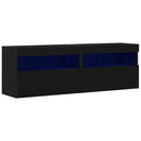 TV vægskab 2 pcs Sort eg 60 x 30 x 40 cm Konstrueret træ
