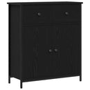 Sideboard med skuffe Sort eg 70 x 30 x 80 cm Konstrueret træ