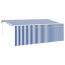 Utrækkelig Markise Blå og Hvid 400 x 200 cm
