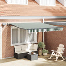 Utrækkelig Markise Grøn og hvid 350 x 250 cm Stof