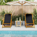 Strandstol med pude 2 pcs Brun Massivt Akacietræ