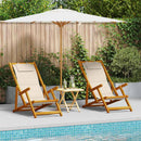 Strandstol med pude 2 pcs Brun Massivt Akacietræ