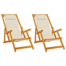 Strandstol med pude 2 pcs Brun Massivt Akacietræ