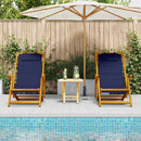 Strandstol med pude 2 pcs Brun Massivt Akacietræ