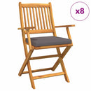 Sammenklappelig stol med pude 8 pcs Grå 49 x 57.5 x 92cm