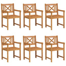 Havestole 6 pcs Naturfarvet Massivt Akacietræ
