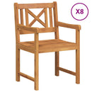 Havestole 8 pcs Naturfarvet Massivt Akacietræ
