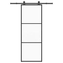 skydedør med hardwaresæt 76x205 cm sikkerhedsglas aluminium