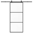 skydedør med hardwaresæt 90x205 cm sikkerhedsglas aluminium
