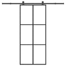 skydedør med hardwaresæt 90x205 cm sikkerhedsglas aluminium