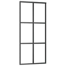 skydedør med hardwaresæt 90x205 cm sikkerhedsglas aluminium