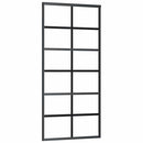 skydedør med hardwaresæt 90x205 cm sikkerhedsglas aluminium