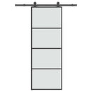 skydedør med hardwaresæt 76x205 cm sikkerhedsglas aluminium