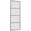 skydedør med hardwaresæt 76x205 cm sikkerhedsglas aluminium