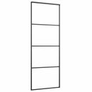 skydedør med hardwaresæt 76x205 cm sikkerhedsglas aluminium