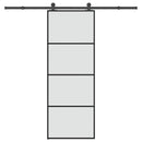 skydedør med hardwaresæt 76x205 cm sikkerhedsglas aluminium