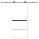 skydedør med hardwaresæt 90x205 cm sikkerhedsglas aluminium