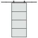 skydedør med hardwaresæt 90x205 cm sikkerhedsglas aluminium