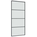 skydedør med hardwaresæt 90x205 cm sikkerhedsglas aluminium