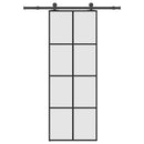 skydedør med hardwaresæt 76x205 cm sikkerhedsglas aluminium