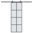 skydedør med hardwaresæt 76x205 cm sikkerhedsglas aluminium