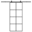 skydedør med hardwaresæt 90x205 cm sikkerhedsglas aluminium