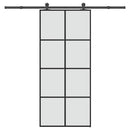 skydedør med hardwaresæt 90x205 cm sikkerhedsglas aluminium