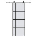 skydedør med hardwaresæt 76x205 cm sikkerhedsglas aluminium